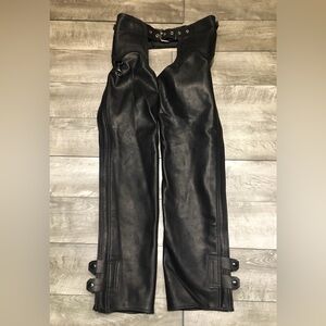 Casper Womens Leather Chaps Riding Chopper Motorcycle Black Pants Size Small